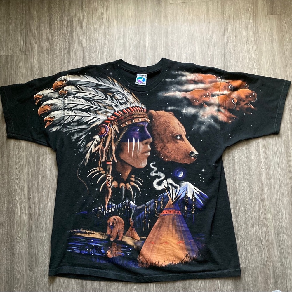 SOLD!!Vintage Liquid Blue  All Over Print T-Shirt